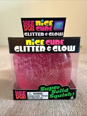 NeeDoh Nice Cube Glitter & Glow Super Solid Squish! - Pink